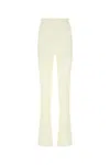 Andreädamo Viscose Blend Flared Pant With Elastic Waistband In White