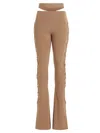 Andreädamo Flared Trousers With Cut-out And Ribbed Texture In Beige