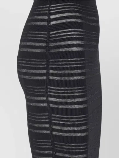 Andreädamo Knee Length Halter Neckline Striped Open Back Dress In Black
