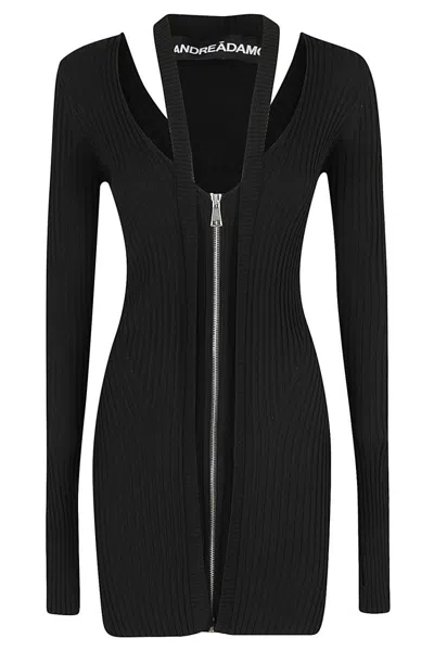 Andreädamo Knit Dress With Cut-out Neckline And Full-length Zipper In Multi