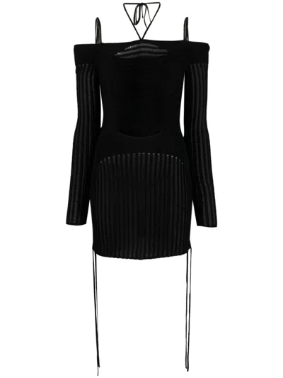 Andreädamo Andreädamo Knit Ribbed Mini Dress In Black