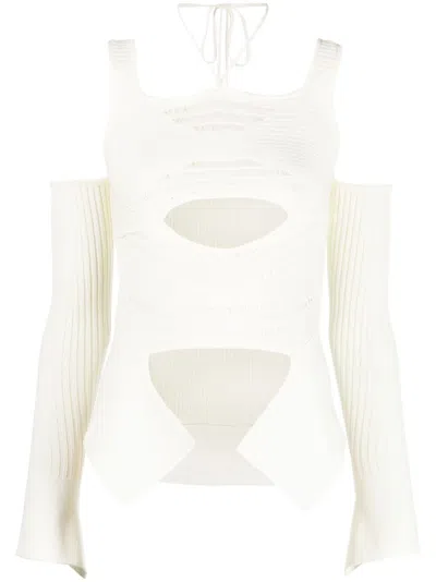 Andreädamo Andreädamo Knit Ribbed Top In White
