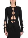 Andreädamo Tie-fastening Long-sleeve Knitted Top In Black