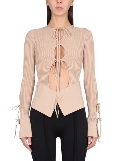 Andreädamo Knitted Cardigan With Adjustable Front Closure
