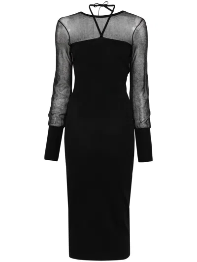 Andreädamo Knitted Midi Dress In Black