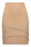 Andreädamo Knitted Mini Skirt In Beige