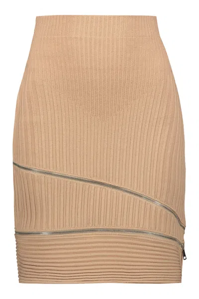 Andreädamo Knitted Mini Skirt In Beige