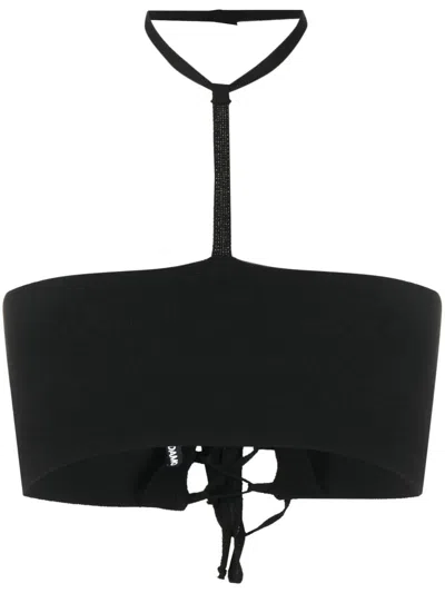 ANDREÄDAMO LACE-UP HALTERNECK CROP TOP