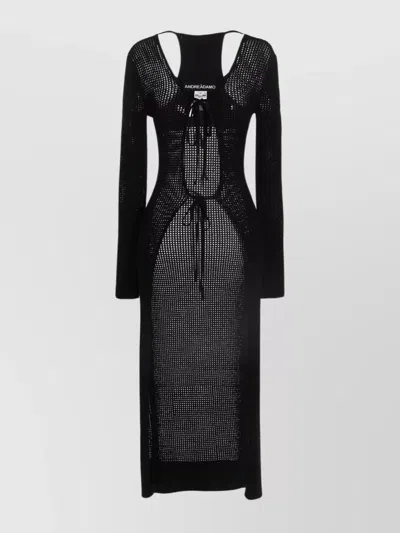 Andreädamo Long Knit Cardigan Cut-outs In Black