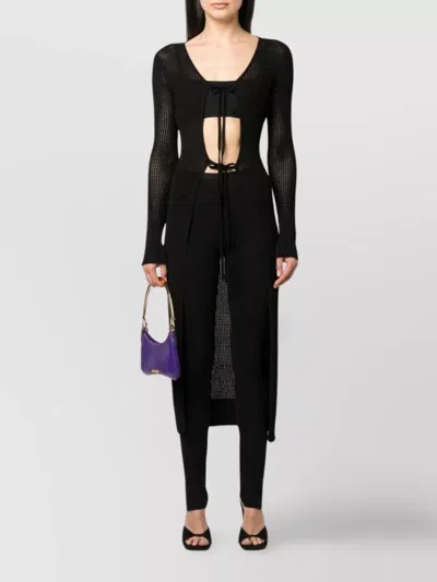 ANDREÄDAMO LONG KNIT CARDIGAN RIBBED ACCENTS