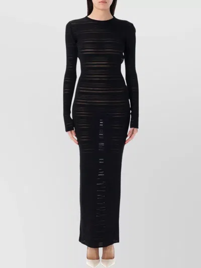 ANDREÄDAMO LONG STRIPED SHEER DRESS