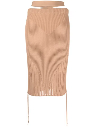 Andreädamo Andreādamo Low Waist Midi Skirt Clothing In 002 0476 Nude