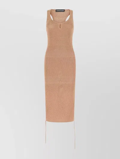 Andreädamo Mesh Dress With Cut-out And Ribbed Pattern In Orange