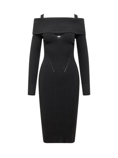 Andreädamo Andreadamo Off-shoulder Ribbed Dress In Black