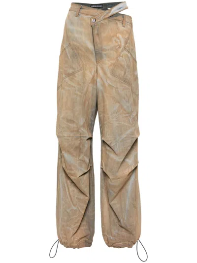 Andreädamo Neutral Cut-out Cargo Trousers In Neutrals