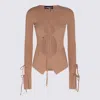 Andreädamo Andreādamo Nude Viscose Blend Cut Out Sweater