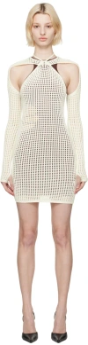 Andreädamo Fishnet Knit Halter Neck Mini Dress With In 000 0474 Ivory