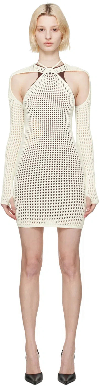 Andreädamo Fishnet Knit Halter Neck Mini Dress With In 000 0474 Ivory
