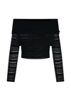 Andreädamo Off-shoulder Horizontal-stripe Top In Black