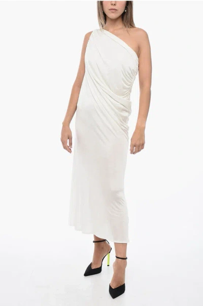 Andreädamo One-shoulder Draped Dress In White