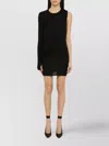 Andreädamo One Shoulder Draped Dress With Asymmetric Hem In Black