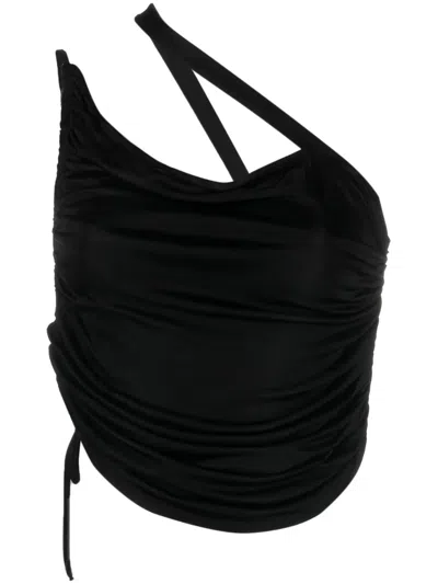 Andreädamo Andreadamo Draped Mini Top With Adjustable Straps In Black