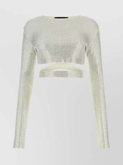 Andreädamo Open Back Knit Top Adorned With Rhinestones In White