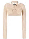 Andreädamo Open-knit Halterneck Crop Top In Neutrals
