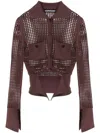Andreädamo Open-knit Panelled Cardigan In Brown