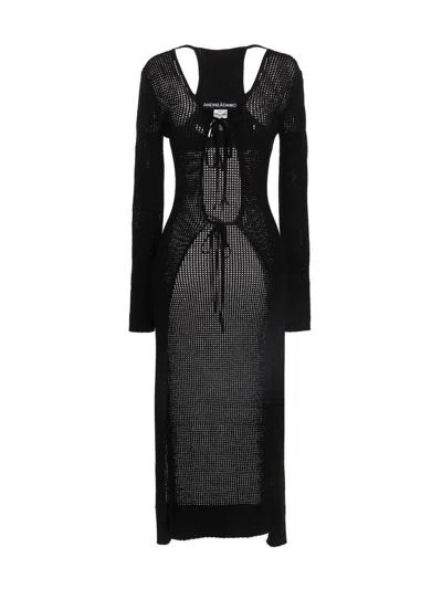 ANDREÄDAMO ANDREĀDAMO OPENWORK LONG CARDIGAN