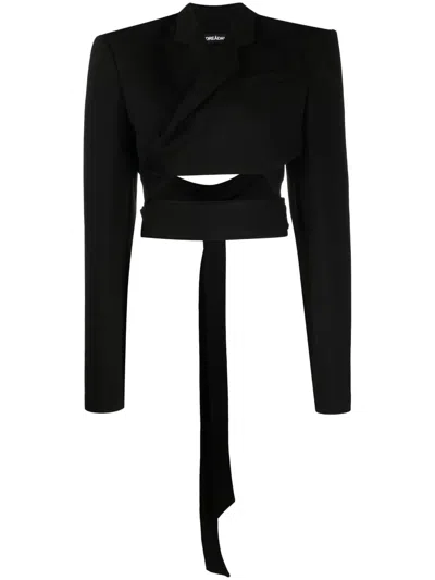 Andreädamo Overlapping-strap Cropped Jacket In Black