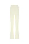Andreädamo Viscose Blend Flared Pant With Elastic Waistband In White