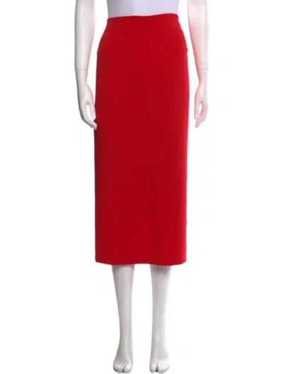 Pre-owned Andreädamo Pleated Accents Midi Length Skirt In Red