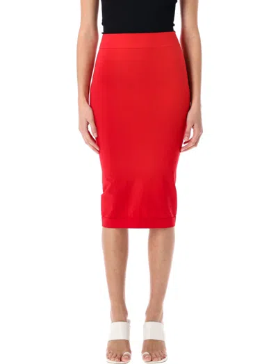 ANDREÄDAMO RED SCULPTING MIDI SKIRT