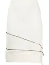 Andreädamo Ribbed Asymmetric Midi Skirt In White
