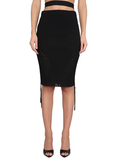Andreädamo Ribbed Midi Skirt In Black
