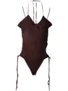 Andreädamo Ribbed Bodysuit In Brown