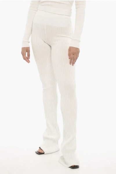 Andreädamo Ribbed Boot Cut Pants In White