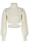 Andreädamo Ribbed Crop Pullover With High Neck