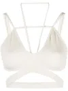Andreädamo Geripptes Cropped-top Mit Cut-outs In White
