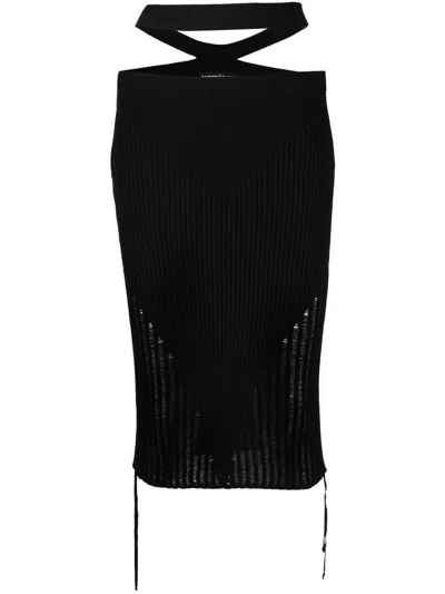 Andreädamo Andreādamo Ribbed Cut-out Midi Skirt