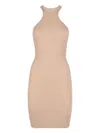 Andreädamo Ribbed Halterneck Dress In Neutral