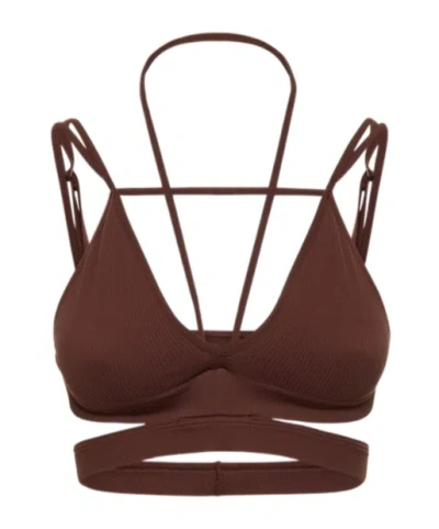 Andreädamo Ribbed Jersey Bra W/ Straps In Burgundy