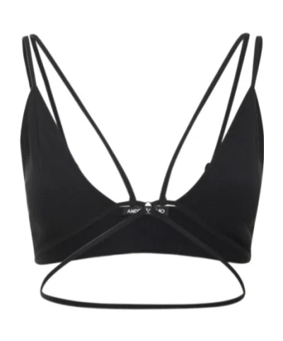 Andreädamo Ribbed Jersey Bra W/double Straps In Black