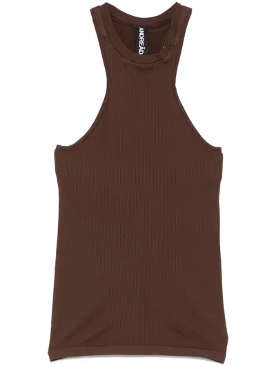 Andreädamo Ribbed Jersey Tank Top In Brown