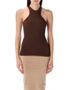Andreädamo Andreādamo Ribbed Jersey Tank Top In Brown