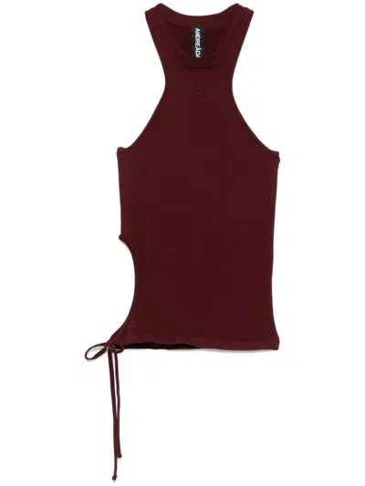 Andreädamo Ribbed Jersey Cut-out Tank Top In Burgundy