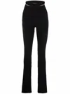 Andreädamo Ribbed-knit Bootcut Trousers In Schwarz