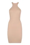 Andreädamo Ribbed Halterneck Dress In Skin