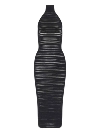ANDREÄDAMO RIBBED KNIT MIDI DRESS - BLACK